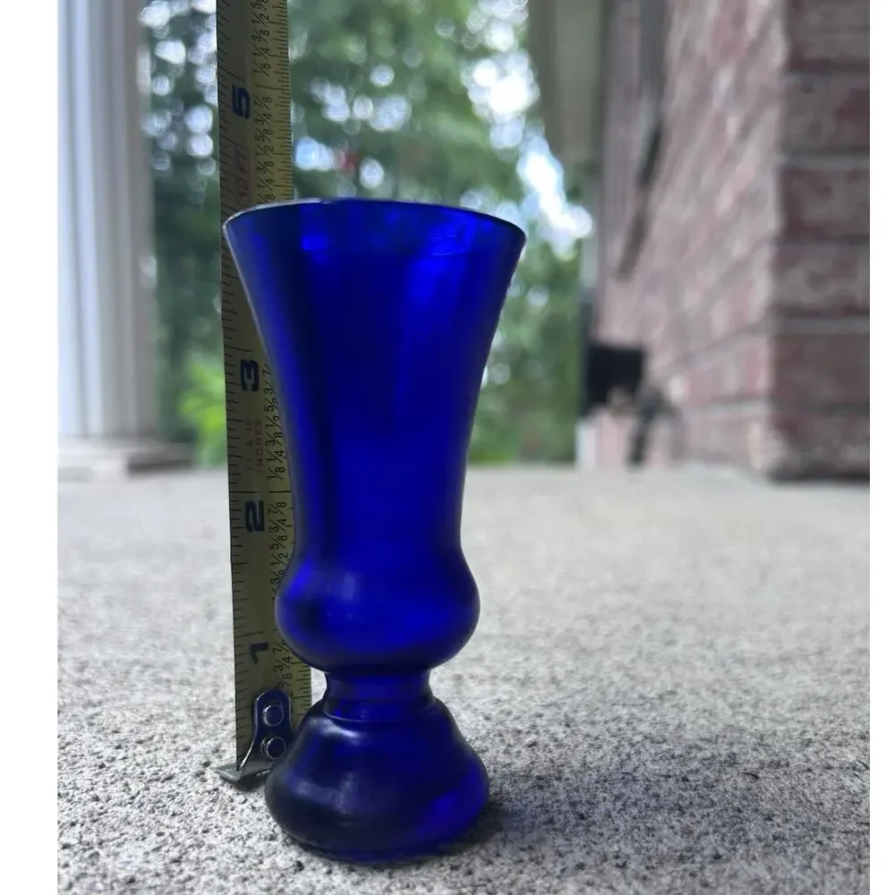 cobalt blue glass bud vase set Of Three‎ 4” High Shot Glass? Thick